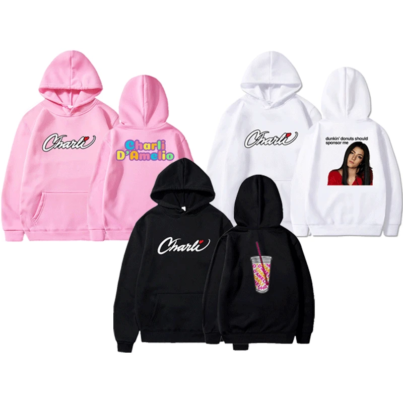 

Fit Hoodies Men Women Charli D'Amelio Hoodie Coat Printing Hoodies for Teens Clothes Boys Girls Cotton Pullover Slim