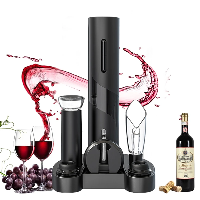 Electric Wine Opener 6-in-1 Sparkling Openers with Base Automatic Corkscrew Suit for Home Use Jar Opener Kitchen Accessories