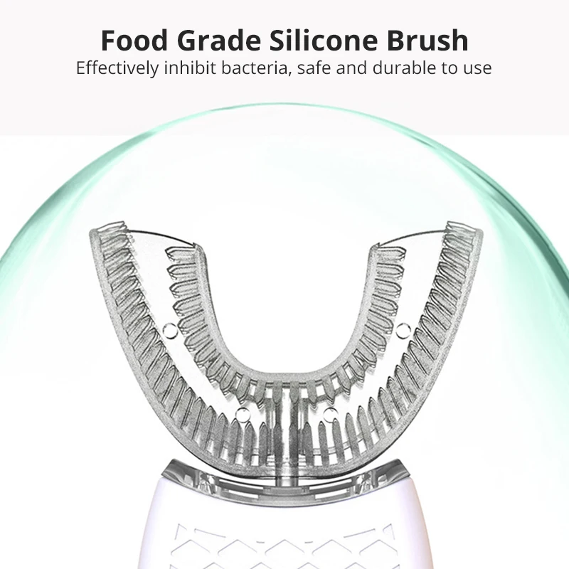 360 Degrees U Type Automatic Electric Toothbrush High Frequency Ultrasonic Vibration Blue Light Whiten Teeth Silicone Brush Head 360 Degrees U Type Automatic Electric Toothbrush High Frequency Ultrasonic Vibration Blue Light Whiten Teeth Silicone Brush Head