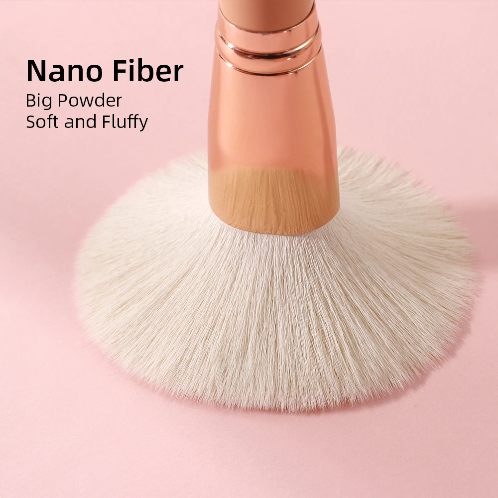 BEILI 15Pcs Rose Gold Makeup Brushes Pink Natural Goat Hair Foundation Powder Blush Eyeshadow Brush Set brochas maquillaje