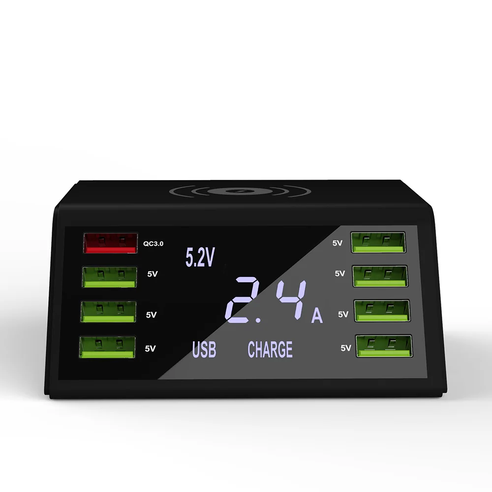 8 портов lcd USB Qi Беспроводное зарядное устройство для Iphone X 8 Plus Быстрая зарядка 3,0 быстрое зарядное устройство для samsung S10 S9 зарядное устройство для мобильного телефона