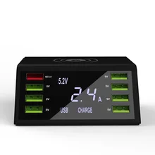 8 портов lcd USB Qi Беспроводное зарядное устройство для Iphone X 8 Plus Быстрая зарядка 3,0 быстрое зарядное устройство для samsung S10 S9 зарядное устройство для мобильного телефона