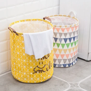 

Home Folding Storage Bucket Large Hamper Basket Storage of Debris Washable Oxford Cloth Laundry Storage Basket Cartoon Fabric