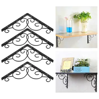 

4pcs Shelf Brackets Iron Wall Mount Space Saving DIY Open Shelving Decorative Corner Joint Angle Bracket