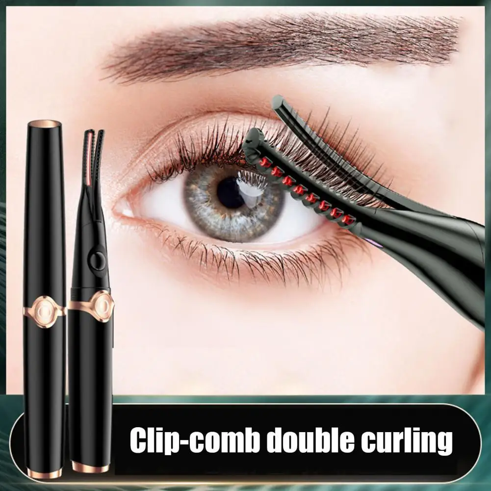 Electric Eyelash Curler Fast Heating Iron Temperature Adjustable Natural Eyelash Roller Make Up Lashes Curl Pen USB Charging_voghion.com