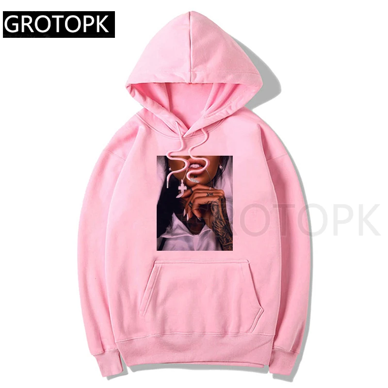 Черная Женская толстовка с капюшоном для девушек розовая Осенняя Повседневная