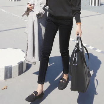 

Black jeans female ankle-length high waist Korean fashion pencil pants 2019 new with velvet large size wild casual pants
