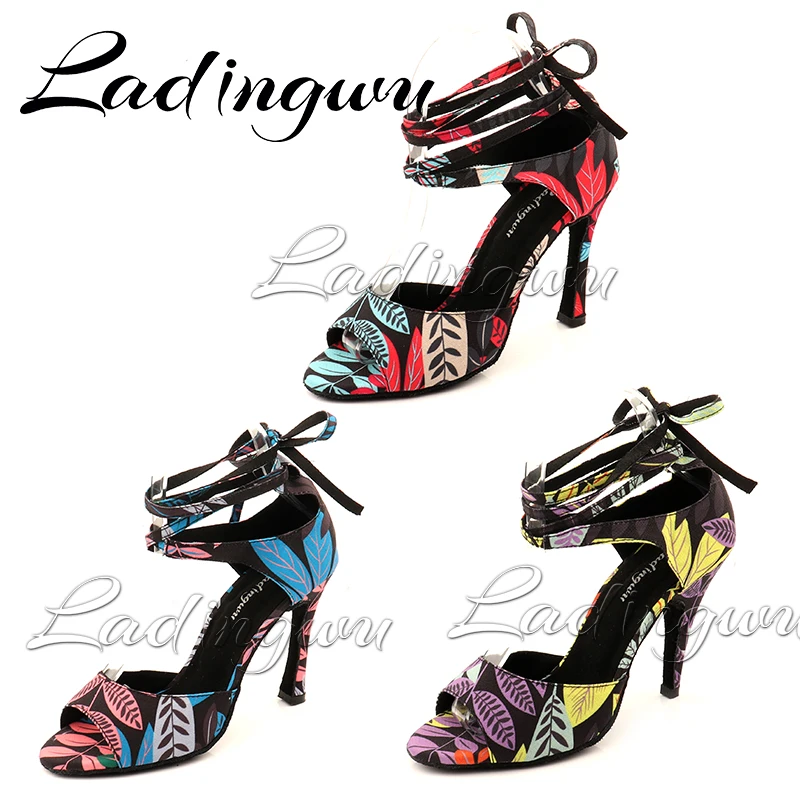 Salsa Dance Shoes Woman Girls Simple Style New Modern Floral Denim Latin Dance Shoes Soft Bottom Ballroom dance shoes