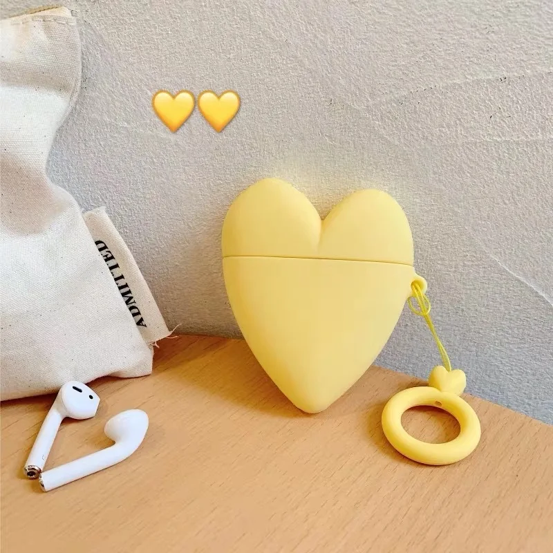 DHL в форме сердца AirPods чехол Мода ins стиль коробка для сладостей для Apple гарнитура для AirPods защитный чехол с кольцом на палец - Цвет: Yellow