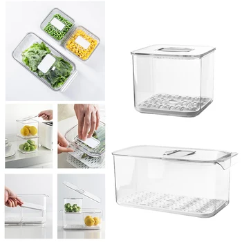 

New Multi-Layer Refrigerator Fresh-Keeping Box Fruit Vegetable Drain Basket Storage Container Kitchen Separate Storage Seal Box