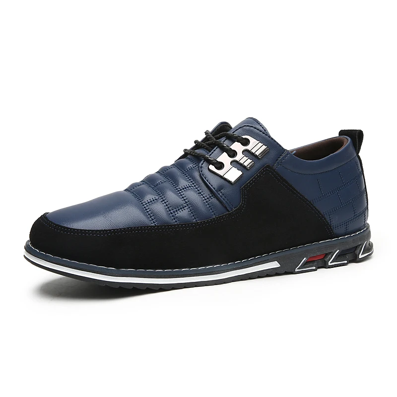 Обувь для мужчин; удобные повседневные мужские модельные туфли из натуральной кожи в деловом стиле - Цвет: Blue