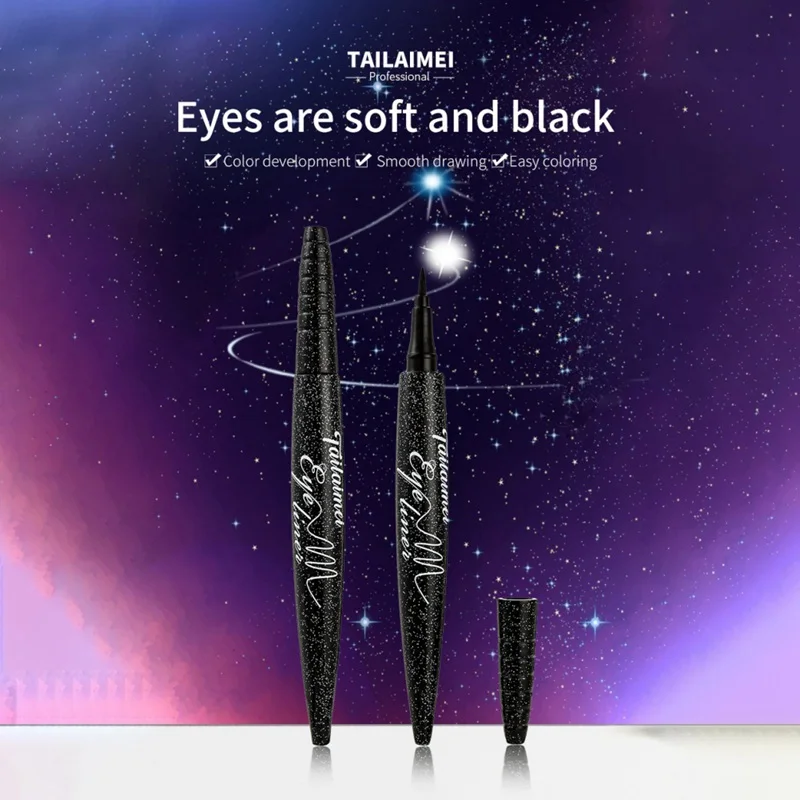 Starry Single-head Eyeliner Pen Sweatproof Waterproof atural Fast Dry Eyeliner Pen Makeup Tools Long-lasting Effect.w
