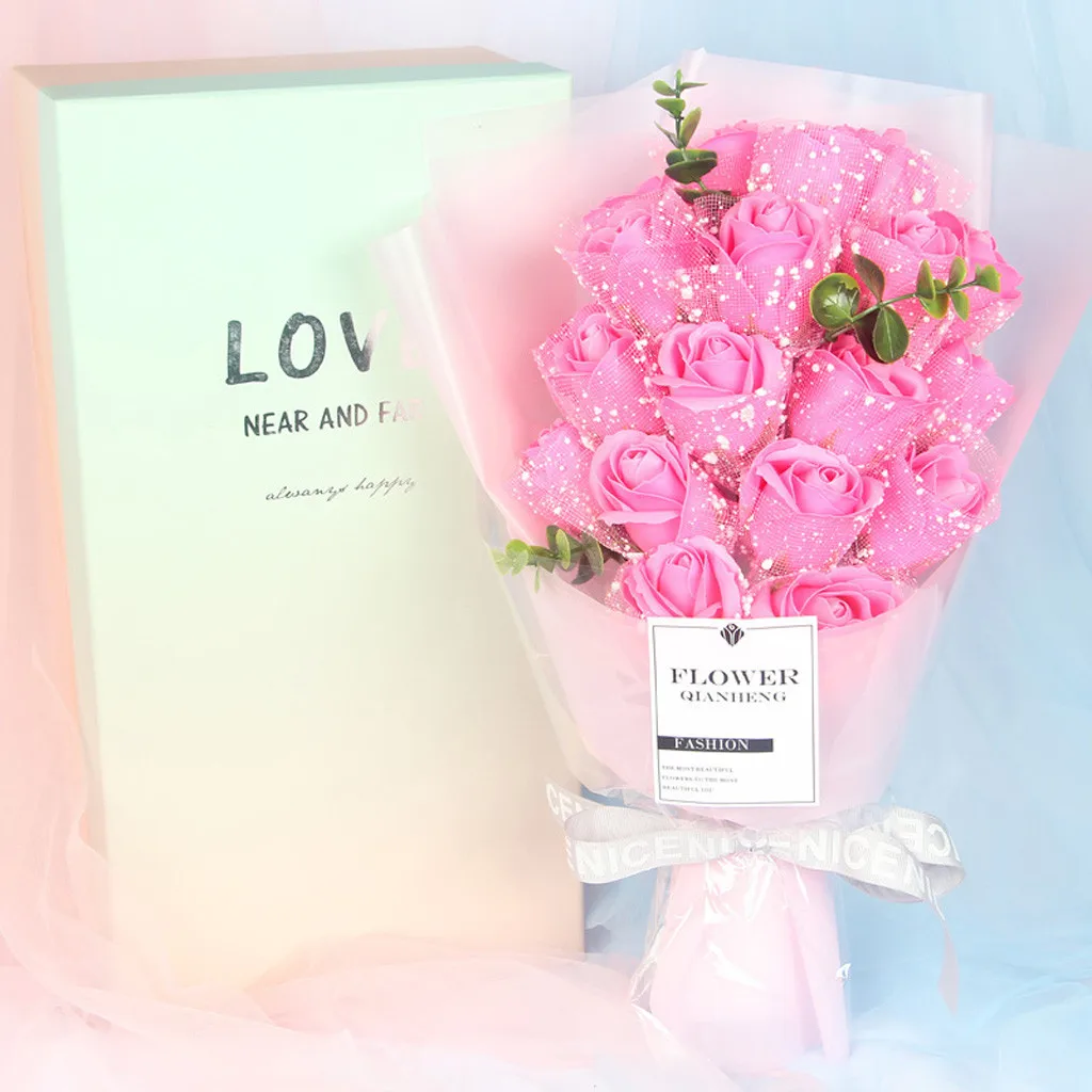 Имитирующие Мыло Цветы День Святого Валентина DIY цветок подарок Роза коробка мыло букет Свадебный дом фестиваль подарок Креативный подарок для женщин