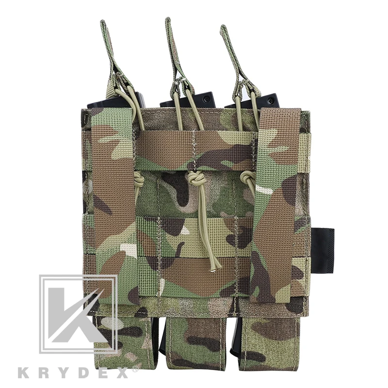KRYDEX Tactical Triple Open Top SMG Magazine Pouch Mag Carrier MOLLE Webbing