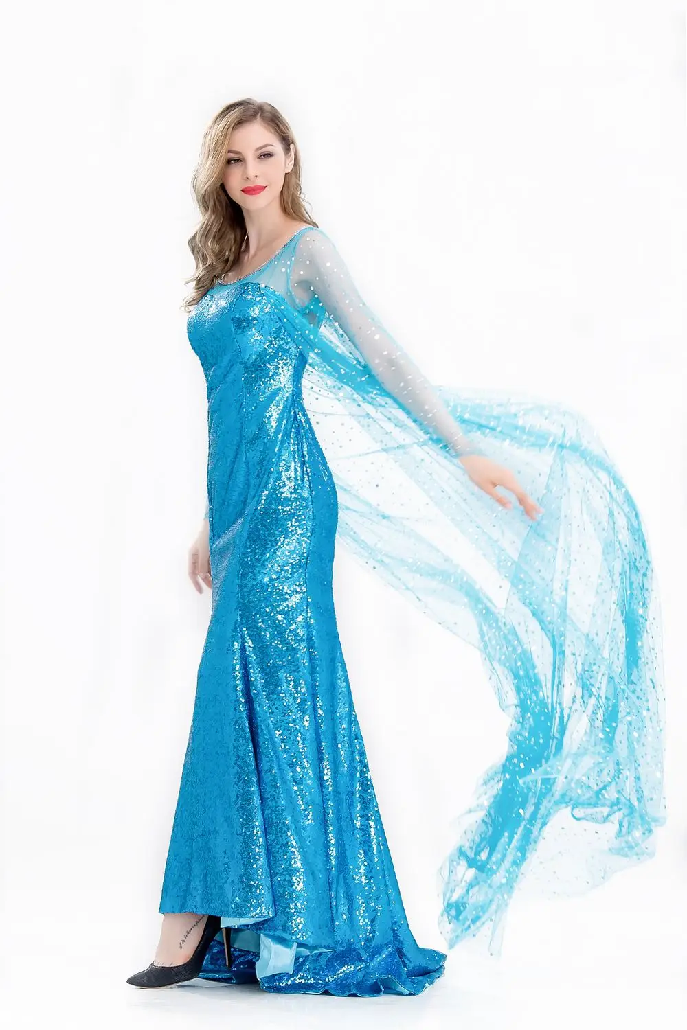 Anime Movie Froze-Elsa and Anna costume Snow Queen Cosplay Dresses for Women Halloween Costume Performance Party