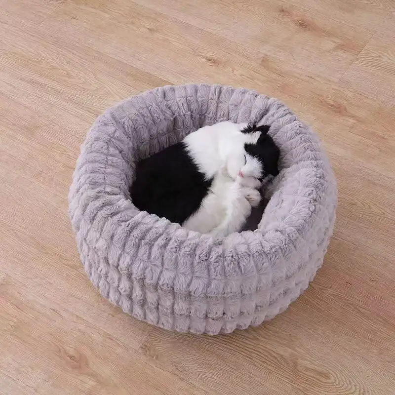 Супер мягкая кровать для собаки моющаяся длинная плюшевая кровать для собаки глубокий сон собачий дом круглая теплая флисовая подушка для шезлонга