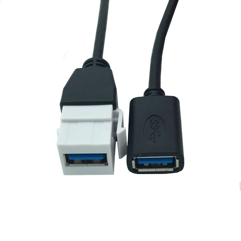 

USB 3.0 A Female to Female Panel Mount Insert Adapter for Wall Socket Face Plate 0.2m