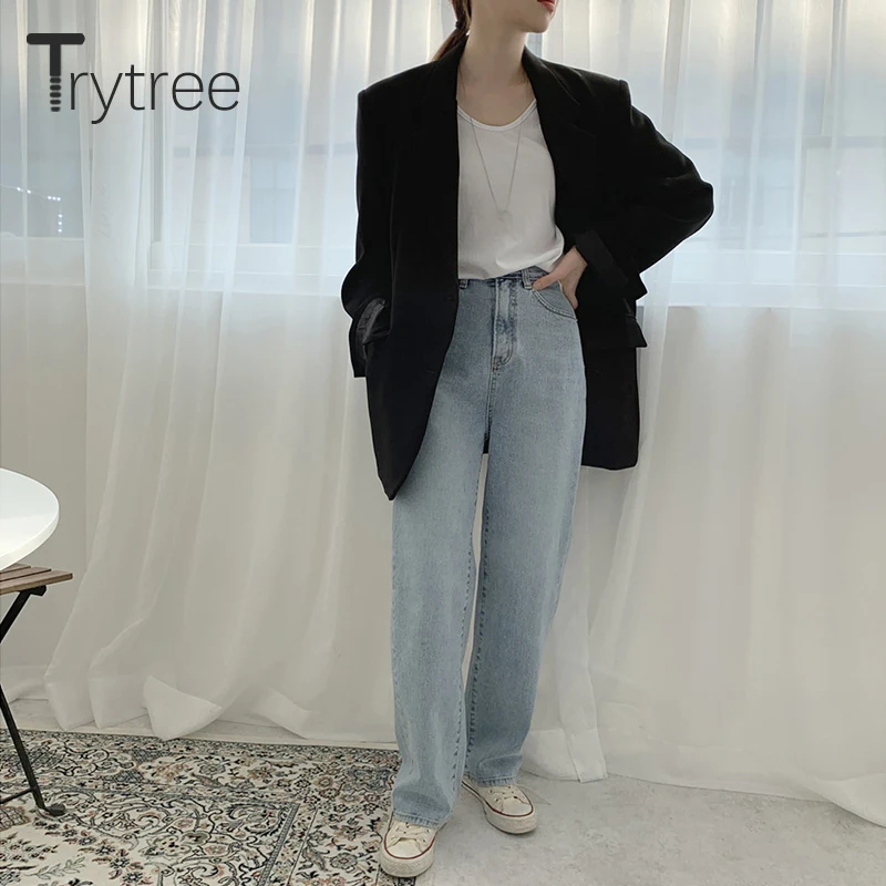 Trytree осенне-зимний женский комплект из двух предметов Повседневный однобортный Топ с отложным воротником+ ремень для офисных леди комплект из 2 предметов