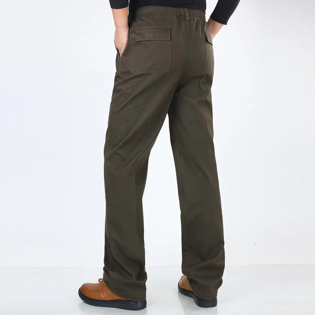 Womail Men's Pant Autumn Loose Business Casual Straight Pant Male leisure trouser elastic middle-aged pant Straight trouser P108