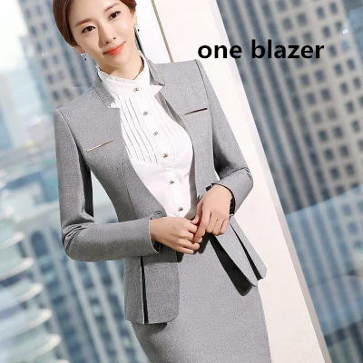 light gray blazer Горячая Распродажа, женские формальные костюмы, женские униформы, элегантные деловые брюки, костюмы для женщин, рабочая одежда, офисные костюмы, блейзеры - Цвет: light gray blazer