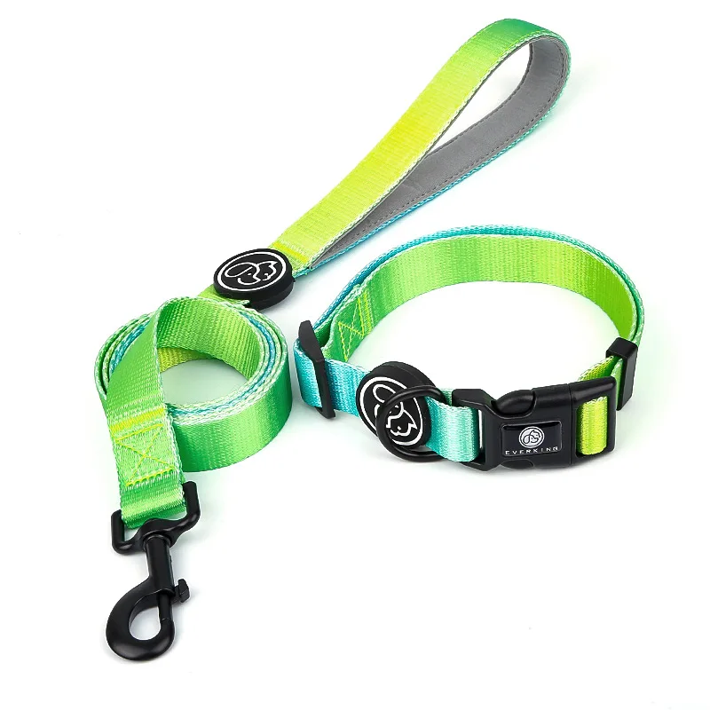 Gradient color Dog Collar and Leash Set dog luxury desgin harness for small medium and large dog harness and leash personalizedGradient color Dog Collar and Leash Set Adjustable dog vest harness no pull for small medium and large dog harness and leash dog chain collar Dog Collars