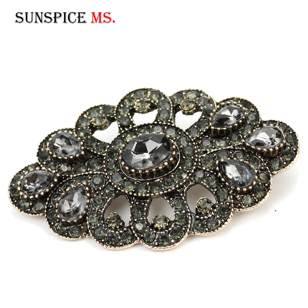 Broches Para Mantilla Semana Santa KristLand - Bridal Arte Decorativo Nupcial Vintage Broche Brillante Cristal Flor Hoja Rotación Broche De Mujeres Dama De Honor Boda Novia Estilo Broche Dorado
