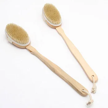 

1pc Massage Fashion Design Natural Wooden Bath Brush Long Handle Reach Back Body Shower Bristle SPA Scrubber