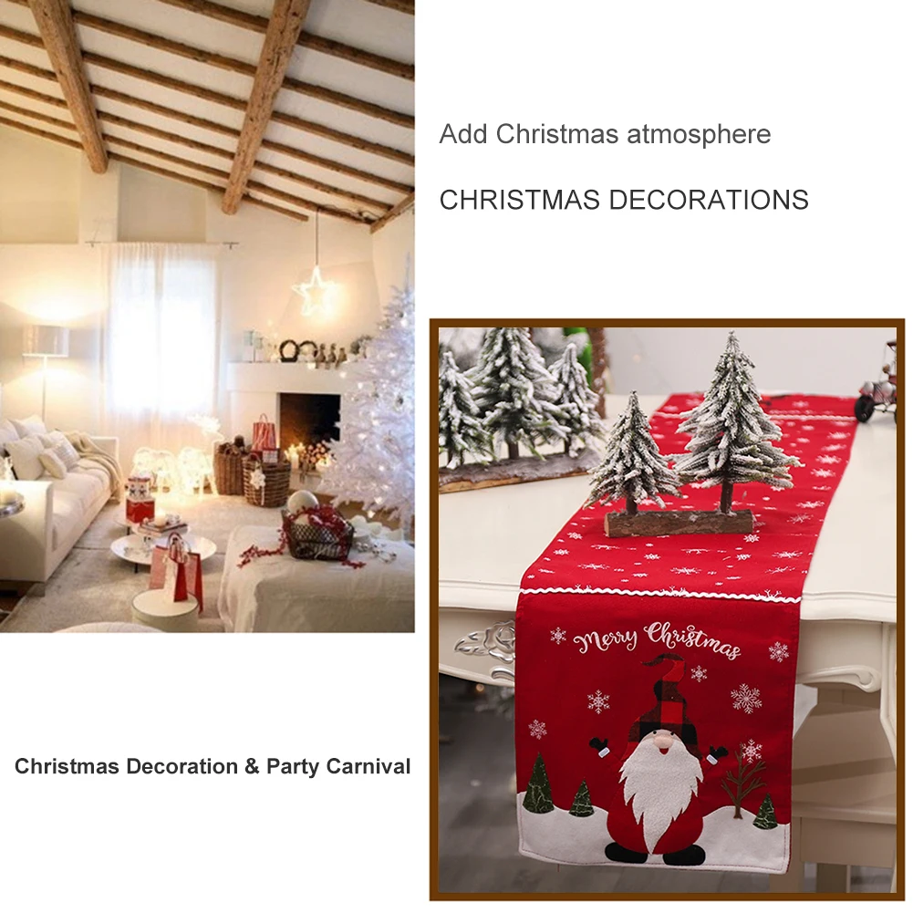 Warm Life 2021 New Embroidered Faceless Elderly Table Runner Snowflake Tablecloth Christmas Dining Dress Up Decoration | Дом и сад