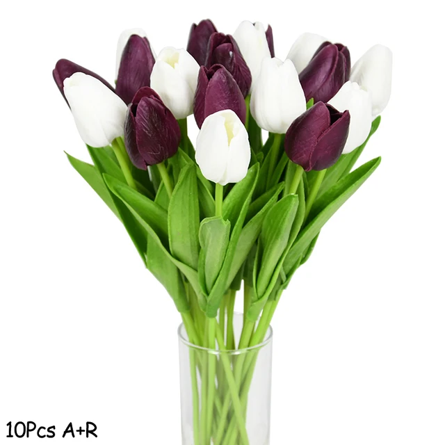 10PCS Tulip Artificial Flower Real Touch Artificial Bouquet Fake Flower for Wedding Decoration Flowers Home Garen Decor Mix4