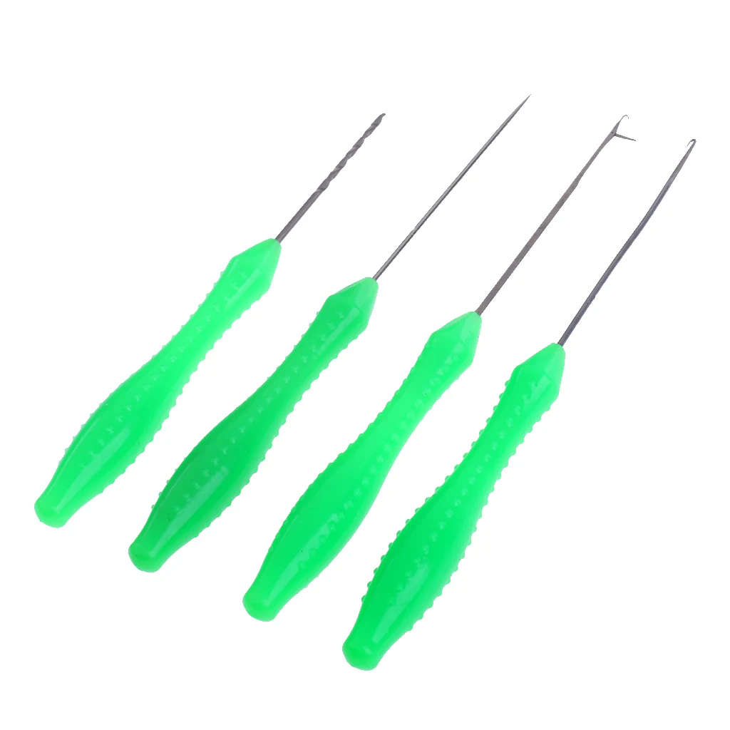 4Pcs 4 in 1 Baiting Needle Tool Set Drill Hooks Stringer Splicing Kit Drill Needle Carp Fishing Accessories