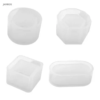 

4 Pcs/set UV Resin DIY Handmade Flowerpot Silicone Mold Storage Box Hexagon Molds
