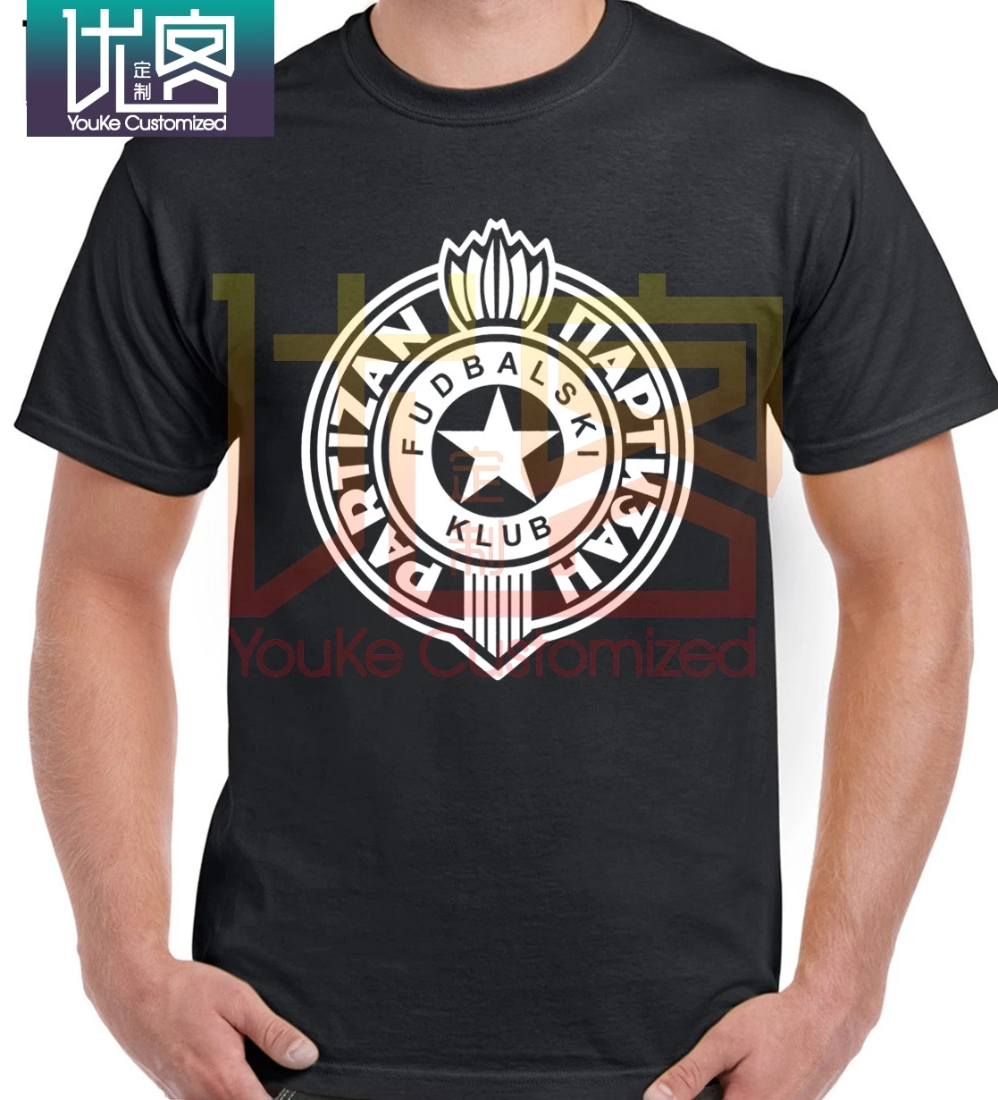 Футболка FK Partizan Belgrade Serbia черная короткая футболка Dusan Vlahovic Alan Stevanovic Nemanja Mihajlovic fan