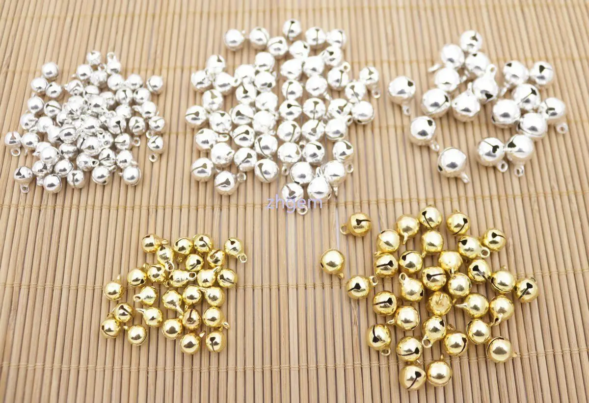 

100 PCS 6mm 8mm 10mm Metal Jingle Bells Craft Bells Silver Golden