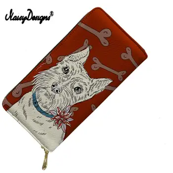 

Luxury Westie Dog Women Hand Wallets Pattern Print Clutch Purse Leather Holder Cartera Card Zipper Ladies Mujer Coin Phone Bag