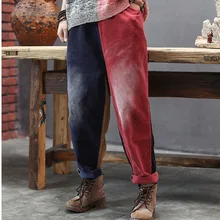 Осенние брюки в стиле ретро, женские свободные вельветовые брюки с эластичной резинкой на талии, новые повседневные женские винтажные брюки