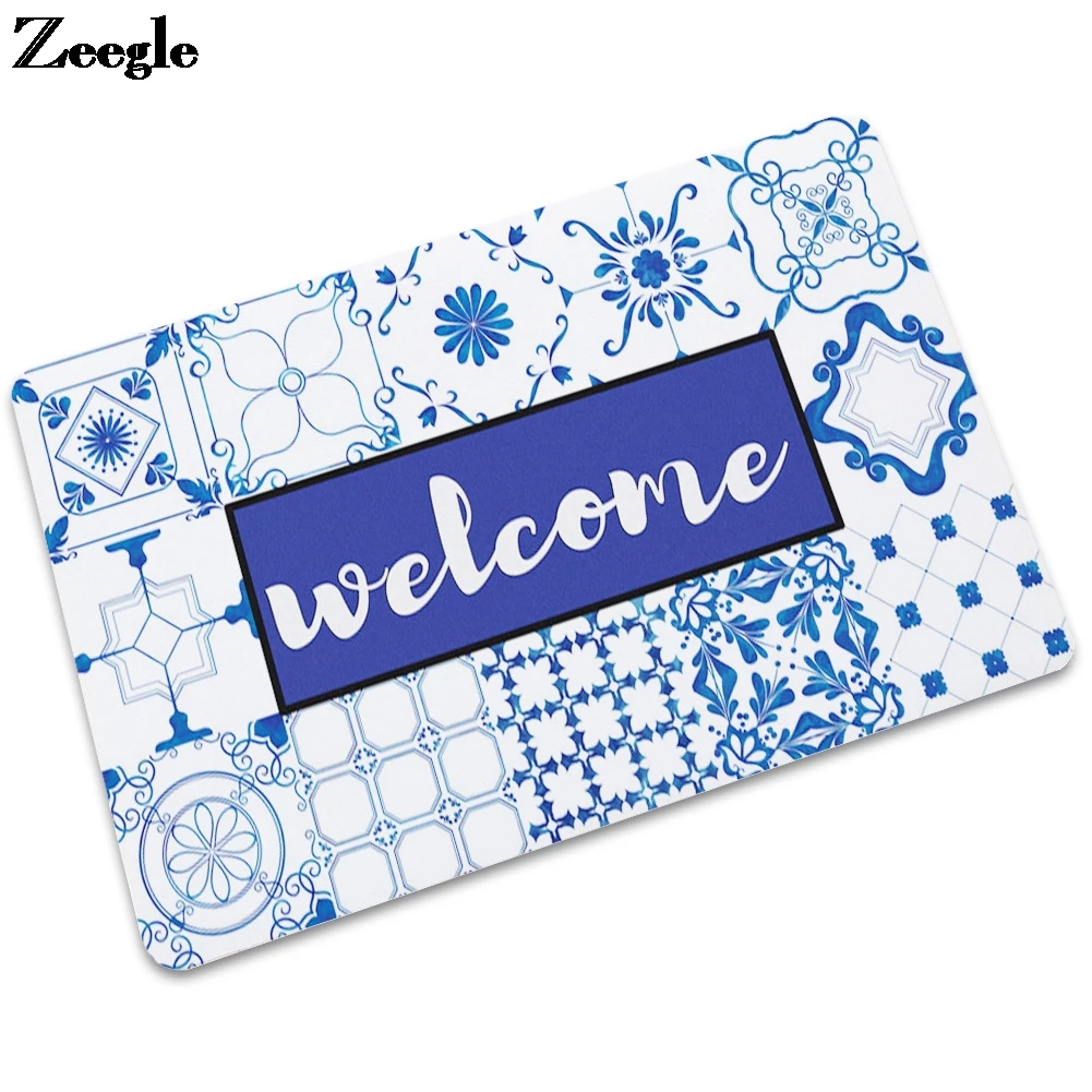 Welcome Modern Style Rubber Carpet for Living Room Absorbent Bedroom Carpet Rubber Door Mat Non-Slip Floor Mat