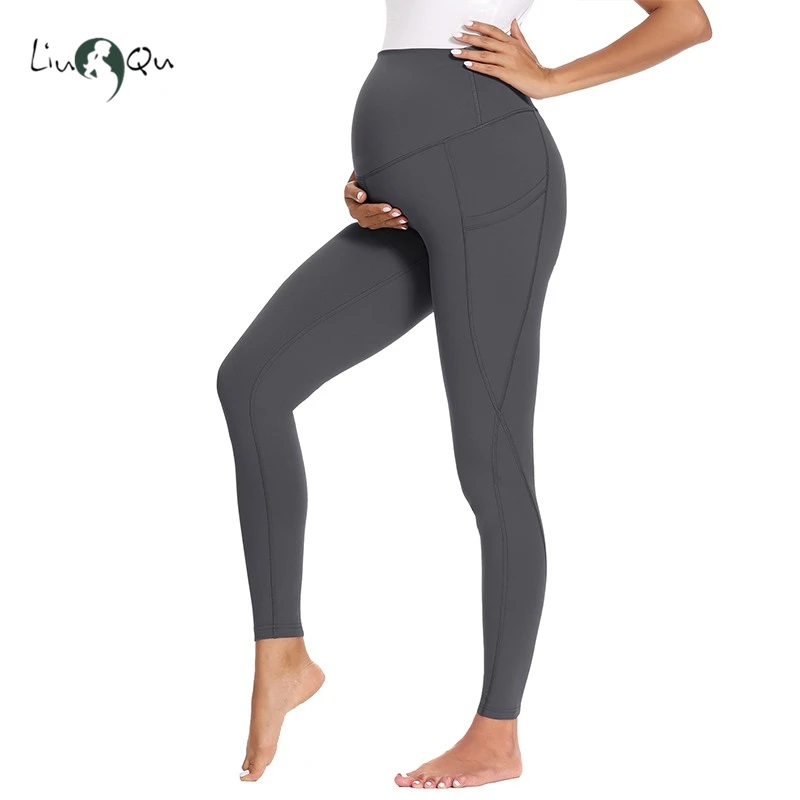 maternity tracksuit set New Womens Maternity Yoga Pants Pregnancy Mama Clothing for Women with Pockets High Waisted Workout Pants for Women Leggings maternity work clothes