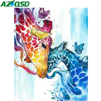 

AZQSD Unframe DIY Paint By Number On Canvas Kits Deer Home Decor Coloring By Numbers Cartoon Acrylic Paint Handmade Gift