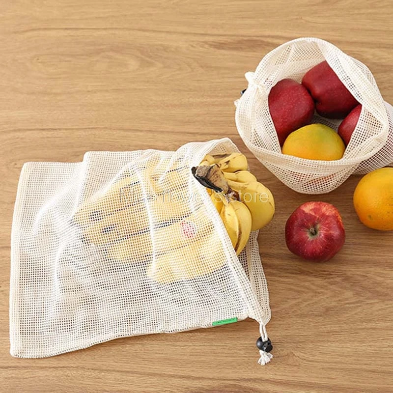 

Travel Cosmetic Toy Shoes Fruit And Vegetable Pouch Tote Portable White Mesh Drawstring Pocket Storage Bag