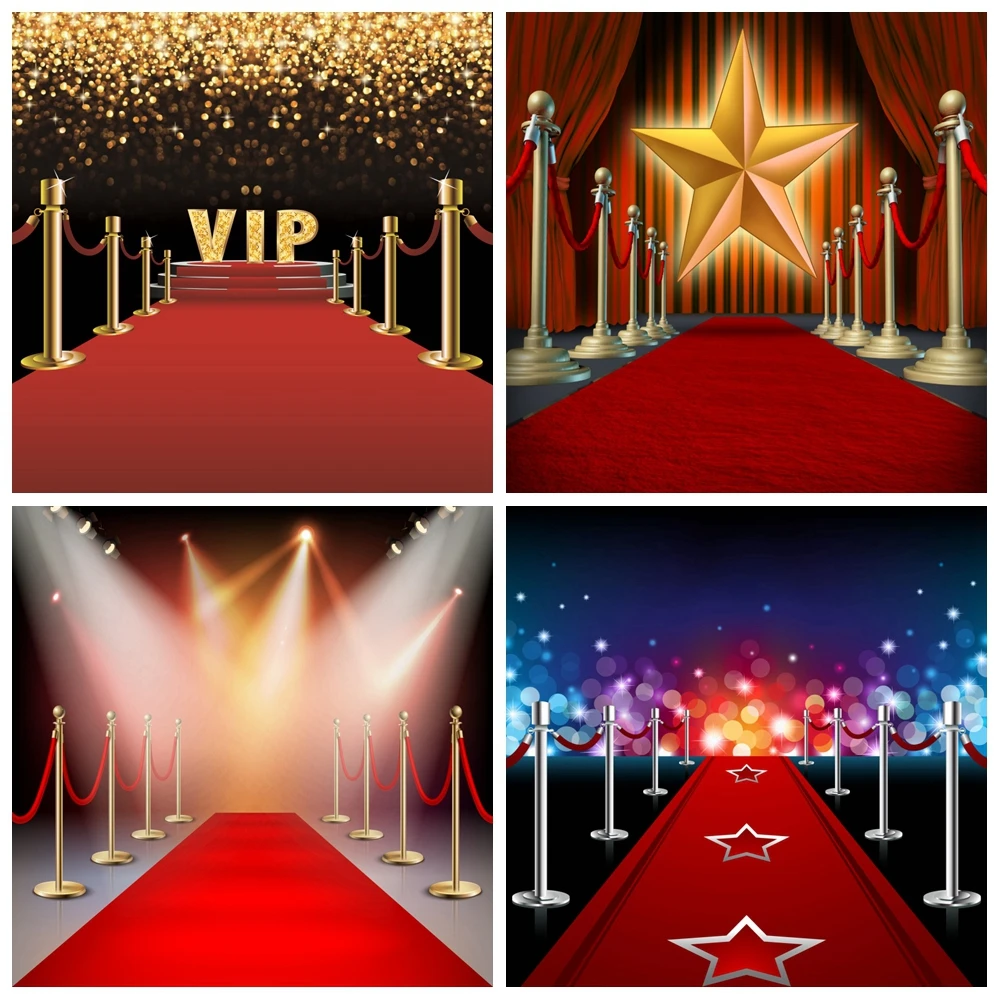 CdHBH 6x9ft Hollywood Stage Lights Red Carpet Abstract Flash Sequins Vinyl Material Portrait Clothing Photo Photography Background Cloth Studio Photo Studio Photography Props 