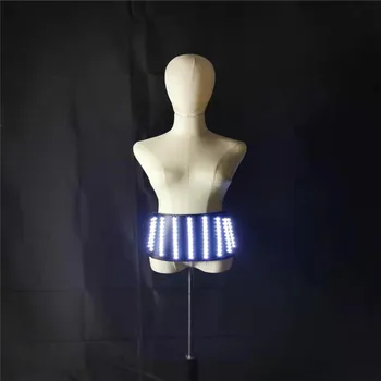 

P89 Robot men wears led light costumes RGB lighted belt stage singer performance led propts luminous outfit dj disco clothe rave