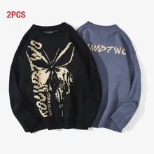 Hip Hop Knitwear Mens Sweaters 2021 Harajuku Fashion Butterfly Male Loose Tops Casual Streetwear Pullover Sweaters