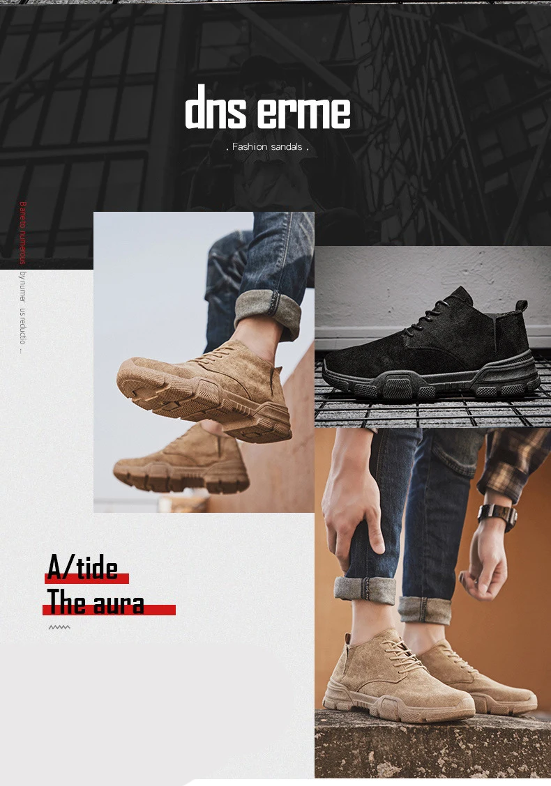 Замшевые Кожаные мужские ботинки Модные Военные Сапоги весенние ботильоны в стиле ретро# YMKB026