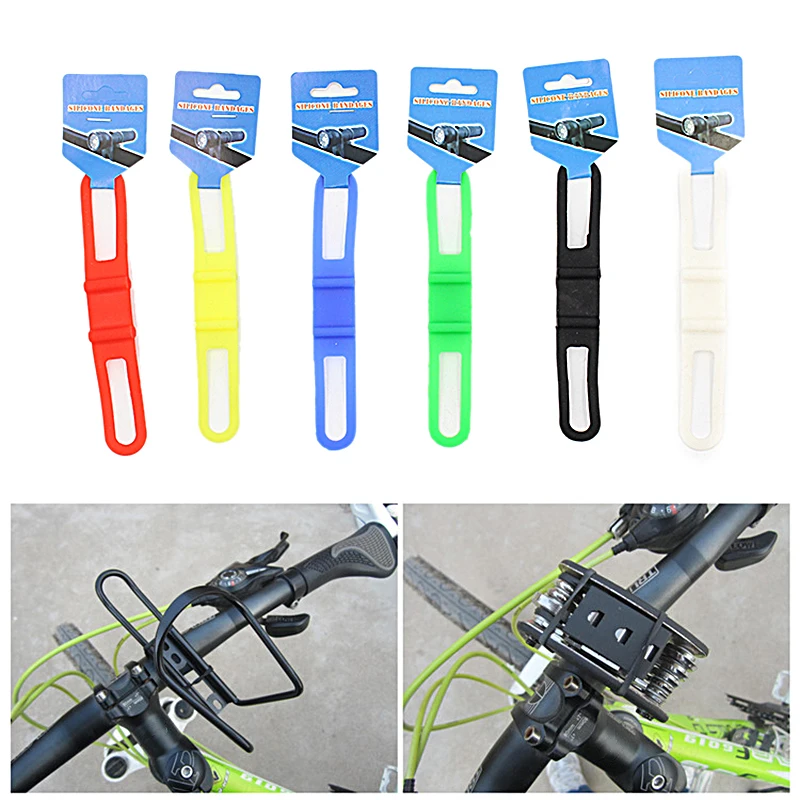 Bike Bicycle Handlebar Head light Elastic Silicone Straps Bands fixing ring 