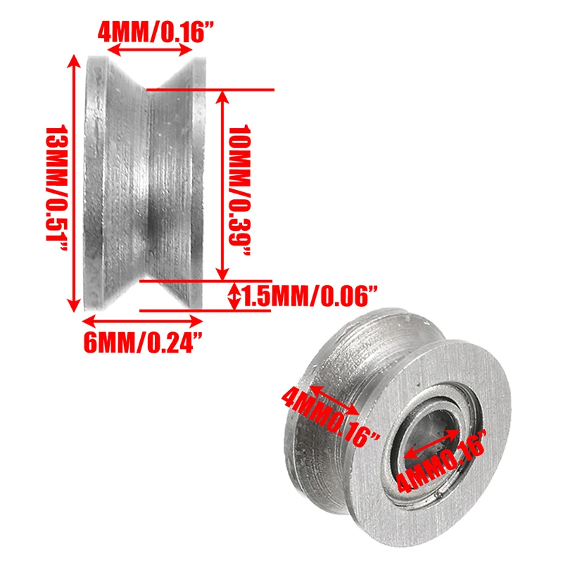 20шт 624VV U паз шкив рельсовый шарикоподшипник герметичный направляющий провод рельсовый подшипник 4*13*6 мм Mayitr