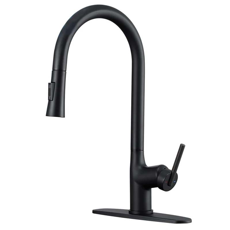Contact On Kitchen Faucet With Deck Plate Matte Black Brass Two Water Flow Modes Sprayer Pull Smart | Обустройство дома