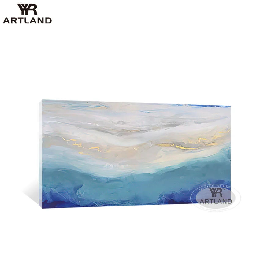 

Nordic Cuadros para salon home décor Handmade abstract blue seascenery oil painting on canvas wall art poster for bedroom decor