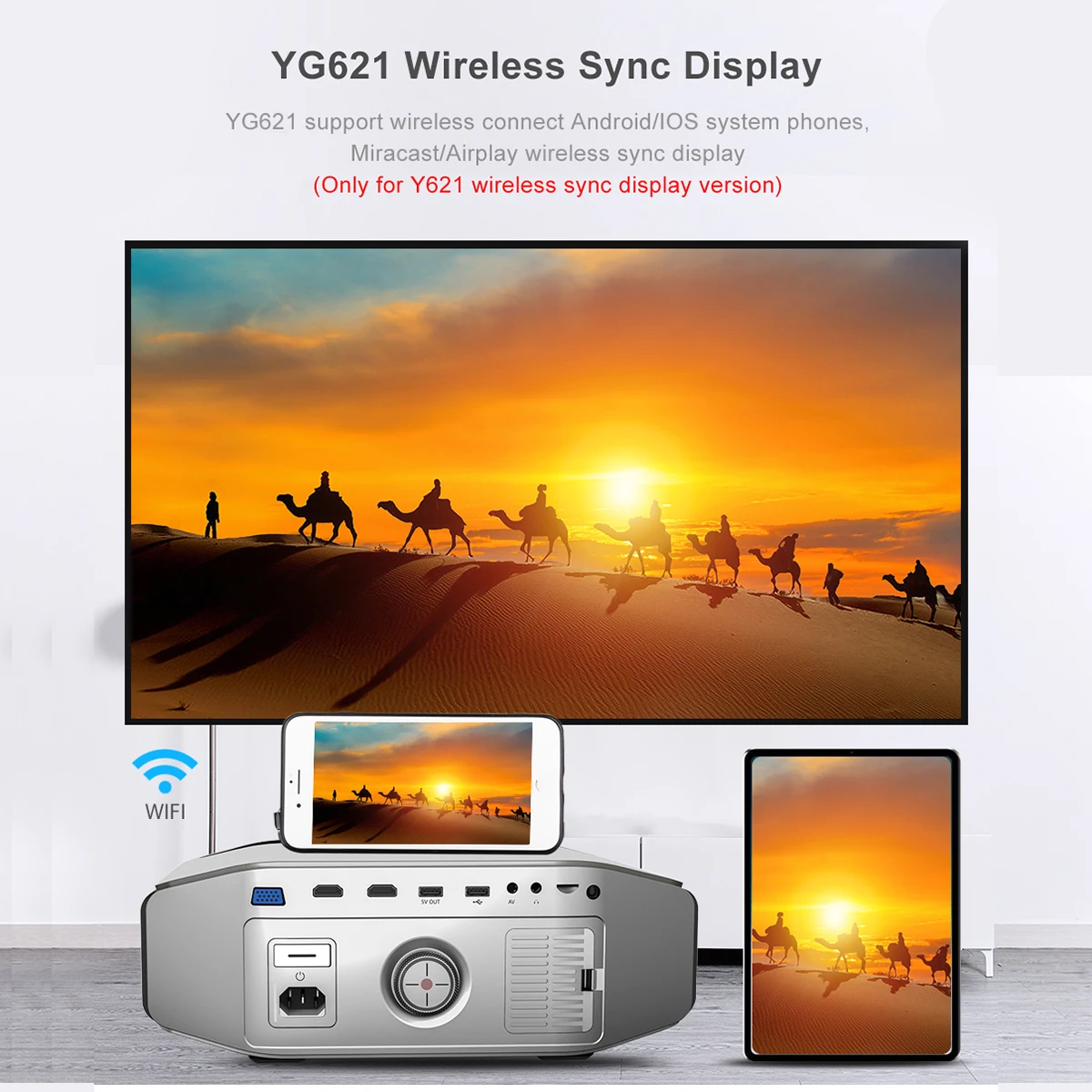 AAO YG620 Full HD проектор 1920x1080 P 3D проектор YG621 беспроводной WiFi Мультиэкран HDMI VGA USB мини домашний кинотеатр