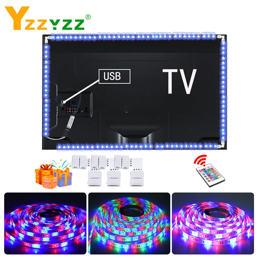 Светодиодный светильник для подсветки телевизора 5 В USB RGB 1 м 2 3 4 м|Подшкафные