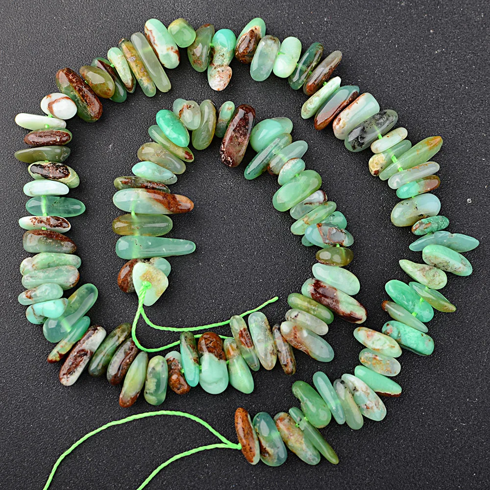 Women's  9-12mm Natural chrysoprase Freeform Slice strand 15.5